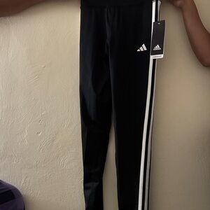 Adidas Kids Black Leggings with White Stripes